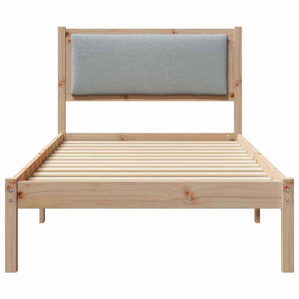 Sengestel med hovedgærde Lysegrå 90 x 190 cm Massiv fyrretræ