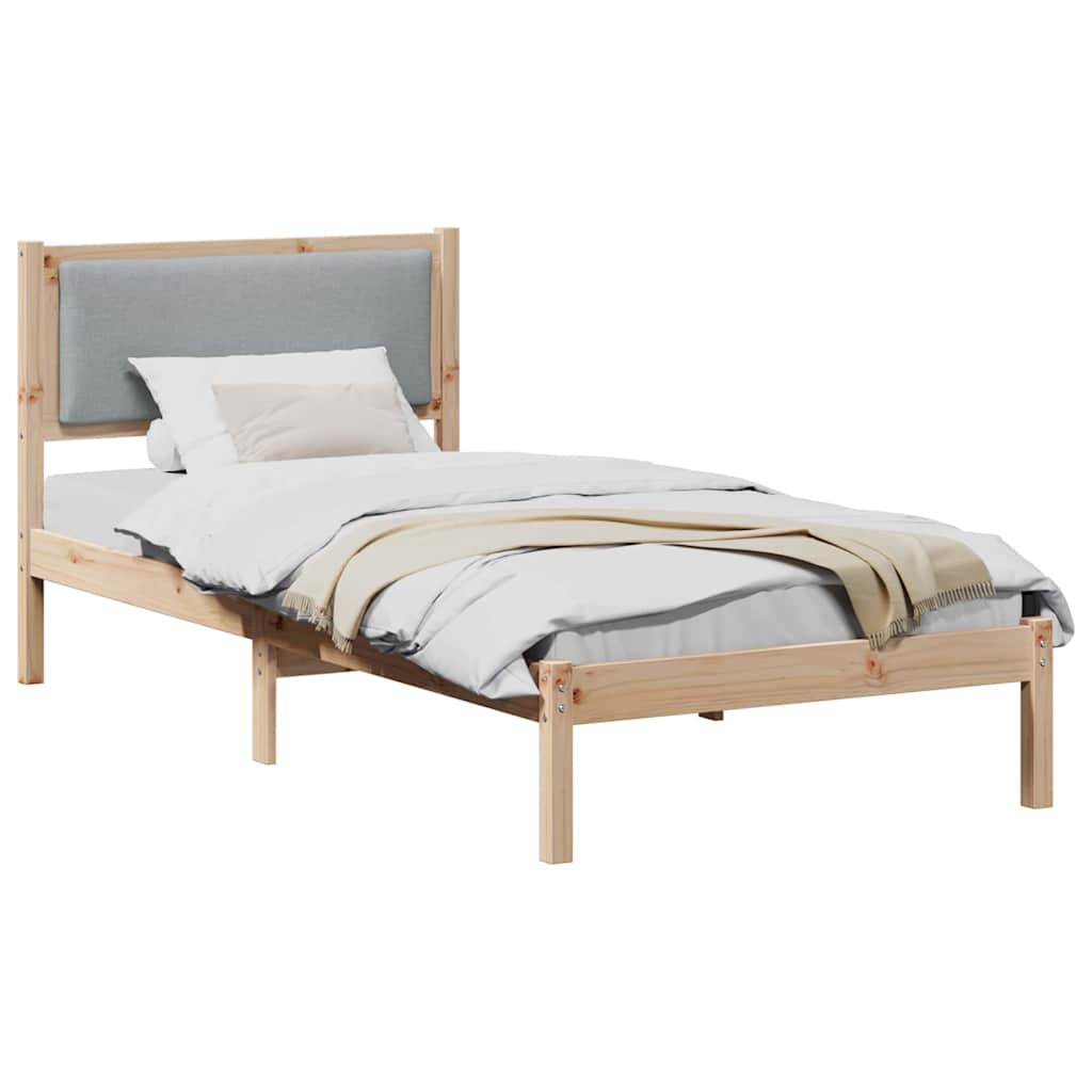 Sengestel med hovedgærde Lysegrå 90 x 190 cm Massiv fyrretræ
