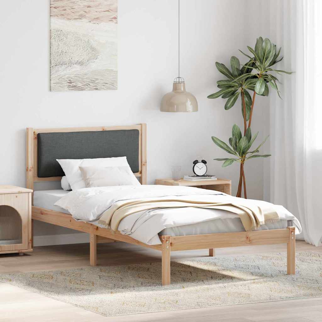 Sengestel med hovedgærde Mørkegrå 90 x 190 cm Massiv fyrretræ