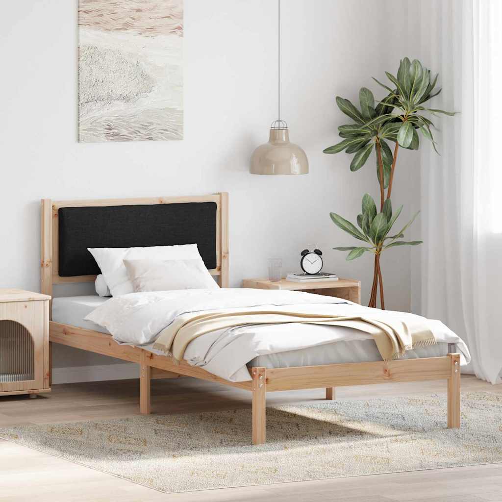 Sengestel med hovedgærde Sort 90 x 190 cm Massiv fyrretræ