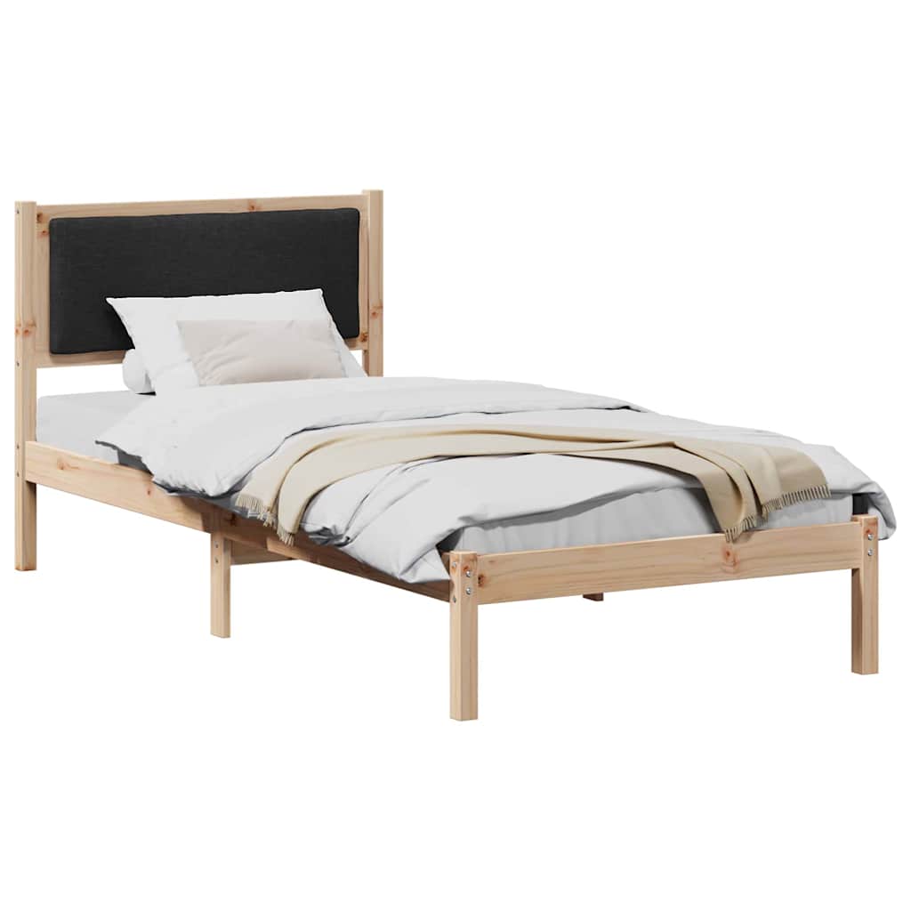 Sengestel med hovedgærde Sort 90 x 190 cm Massiv fyrretræ