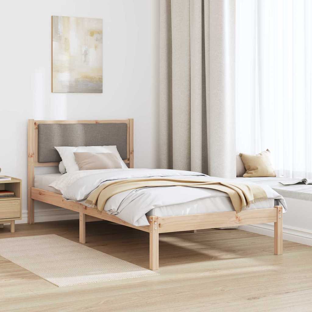 Sengestel med hovedgærde Gråbrun 90 x 190 cm Massiv fyrretræ