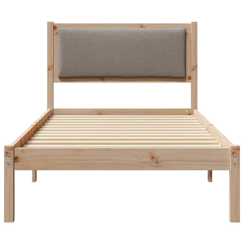 Sengestel med hovedgærde Gråbrun 90 x 190 cm Massiv fyrretræ