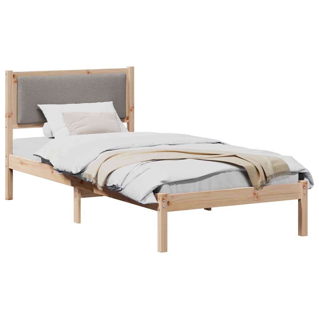 Sengestel med hovedgærde Gråbrun 90 x 190 cm Massiv fyrretræ