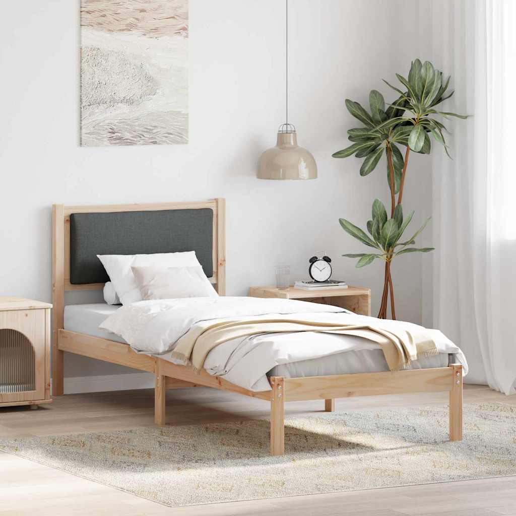 Sengestel med hovedgærde Mørkegrå 80 x 190 cm Massiv fyrretræ