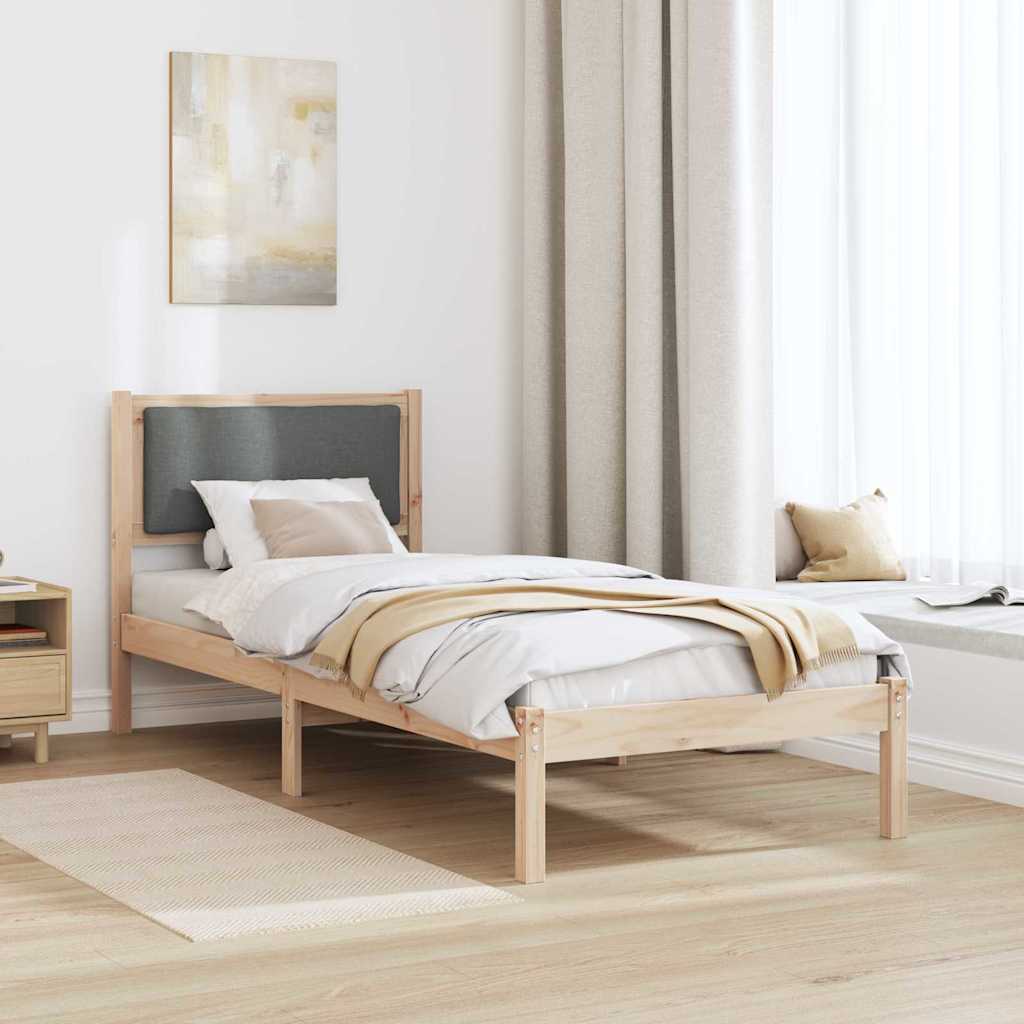 Sengestel med hovedgærde Mørkegrå 80 x 190 cm Massiv fyrretræ