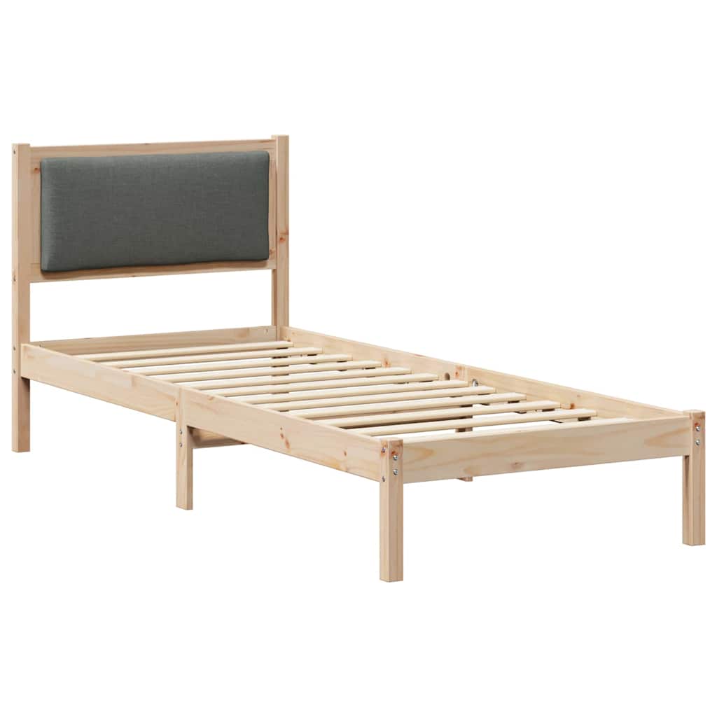 Sengestel med hovedgærde Mørkegrå 80 x 190 cm Massiv fyrretræ