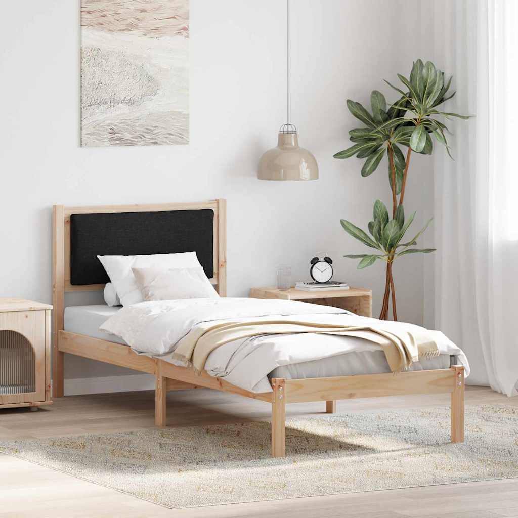 Sengestel med hovedgærde Sort 80 x 190 cm Massiv fyrretræ