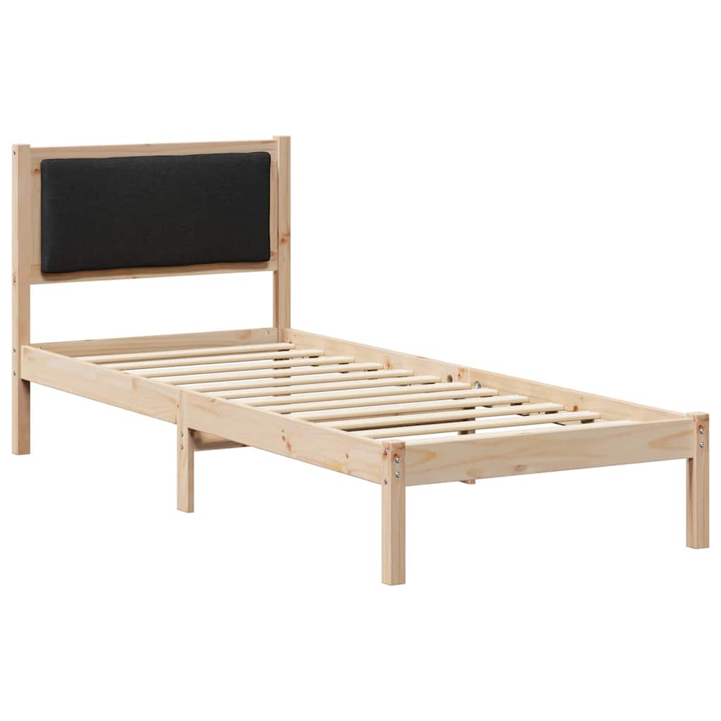 Sengestel med hovedgærde Sort 80 x 190 cm Massiv fyrretræ