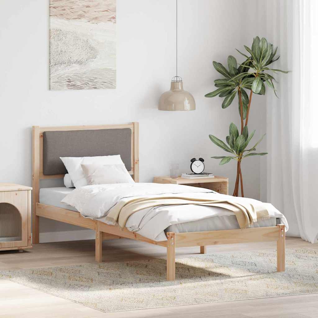 Sengestel med hovedgærde Gråbrun 80 x 190 cm Massiv fyrretræ