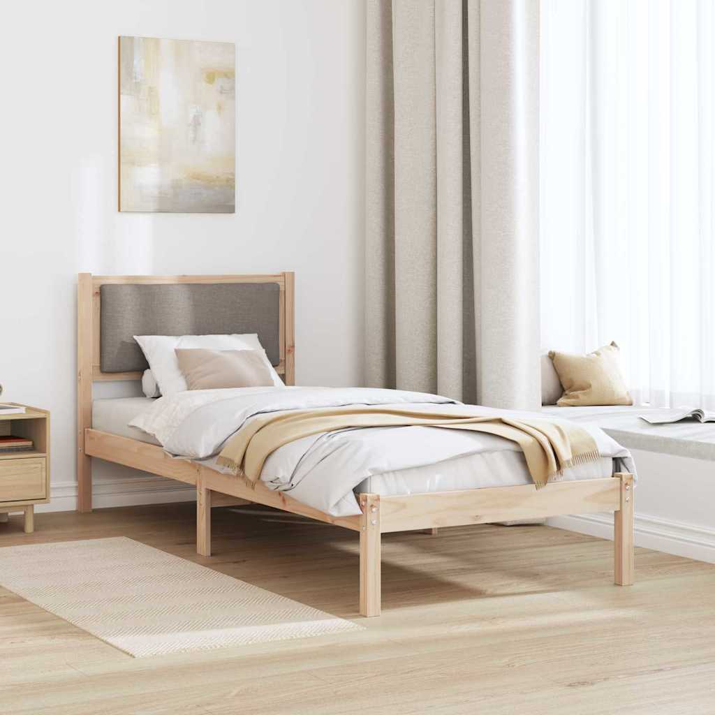 Sengestel med hovedgærde Gråbrun 80 x 190 cm Massiv fyrretræ