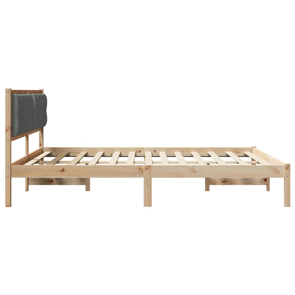 Sengestel med hovedgærde Mørkegrå 160 x 200 cm Massiv fyrretræ