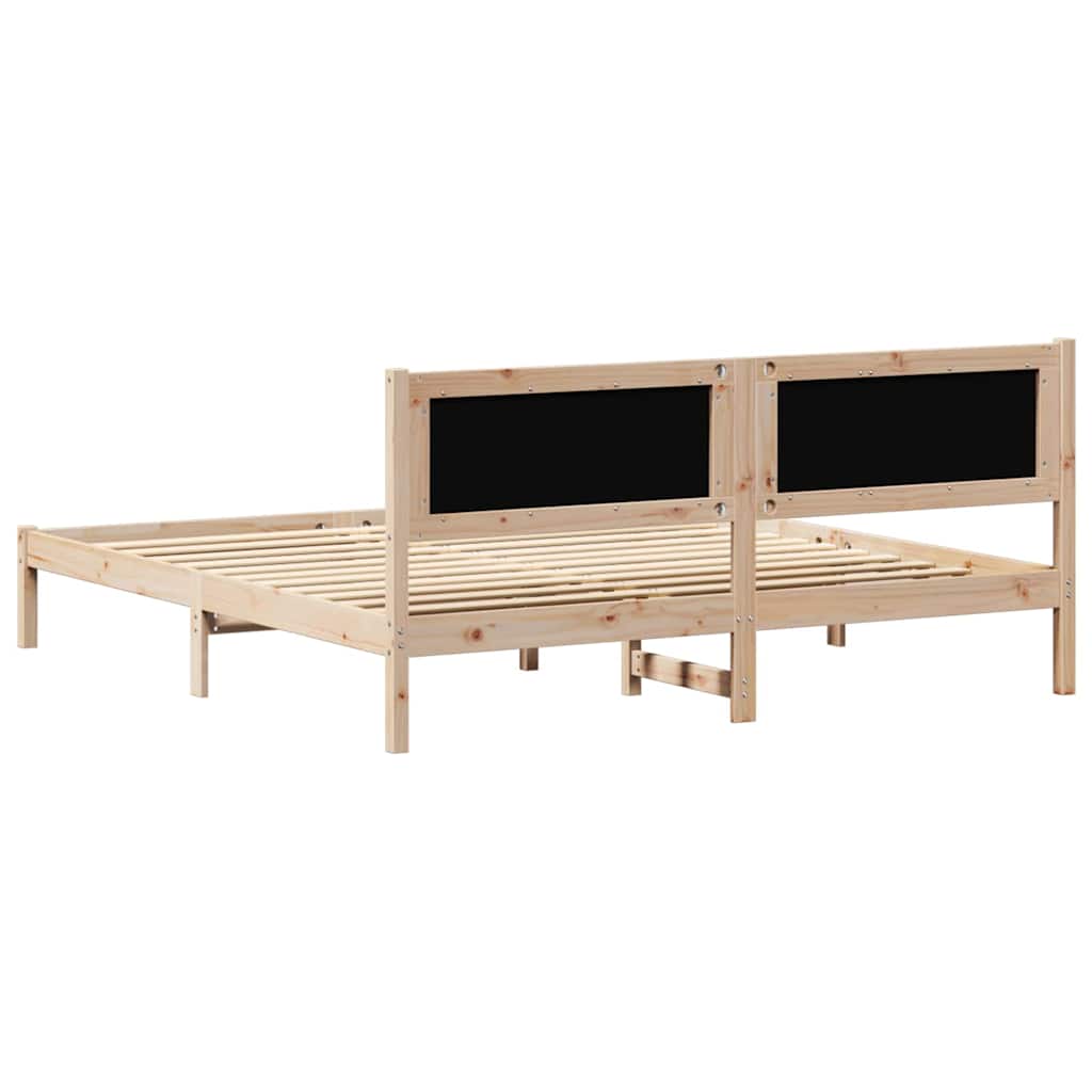 Sengestel med hovedgærde Gråbrun 160 x 200 cm Massiv fyrretræ