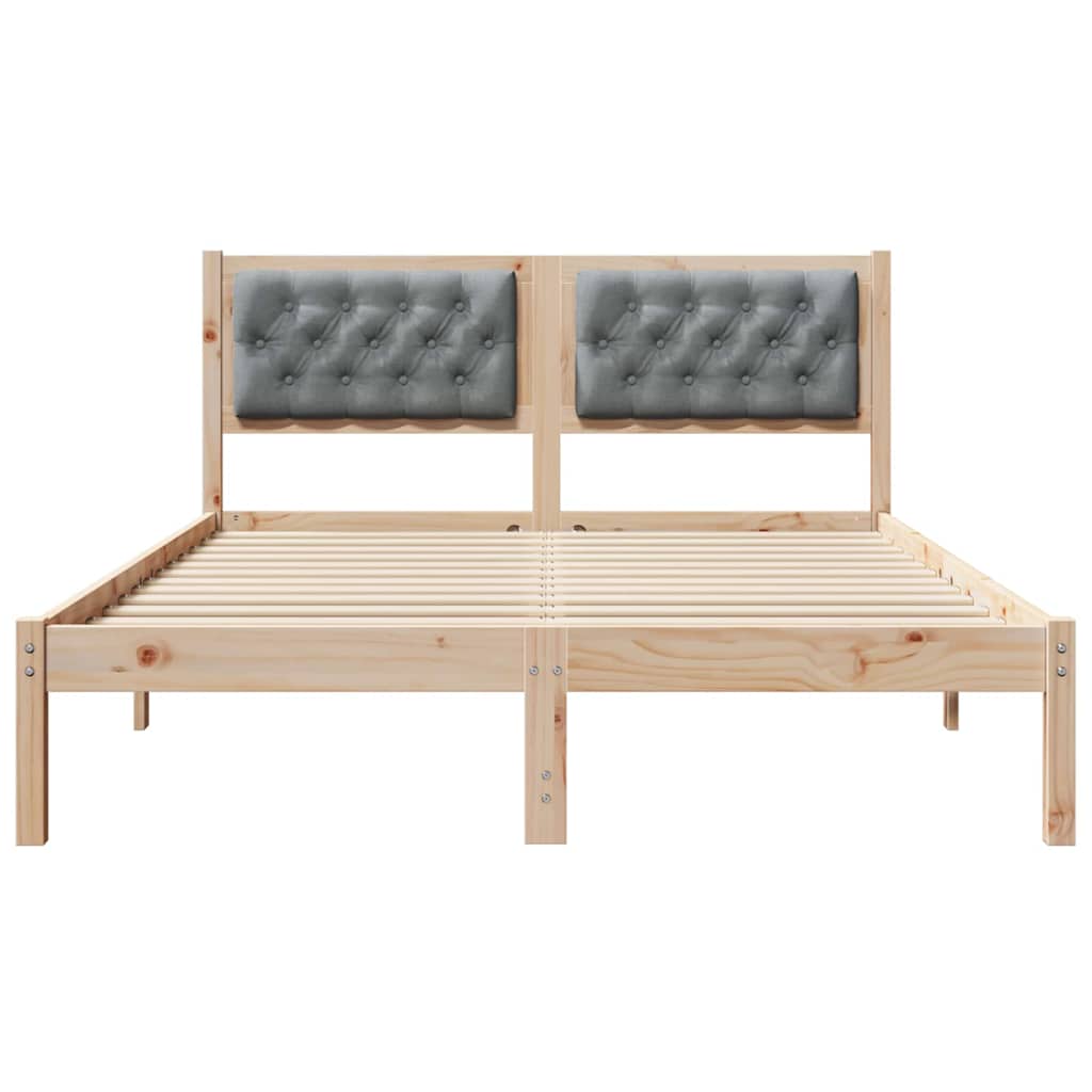 Sengestel med hovedgærde Lysegrå 150 x 200 cm Massiv fyrretræ