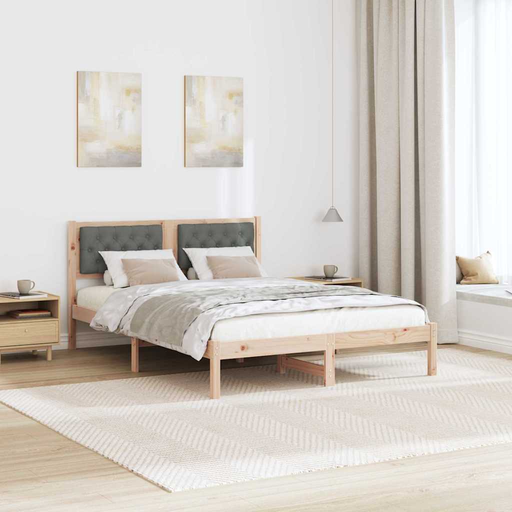 Sengestel med hovedgærde Mørkegrå 150 x 200 cm Massiv fyrretræ