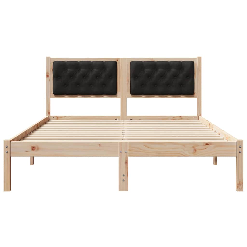 Sengestel med hovedgærde Sort 150 x 200 cm Massiv fyrretræ