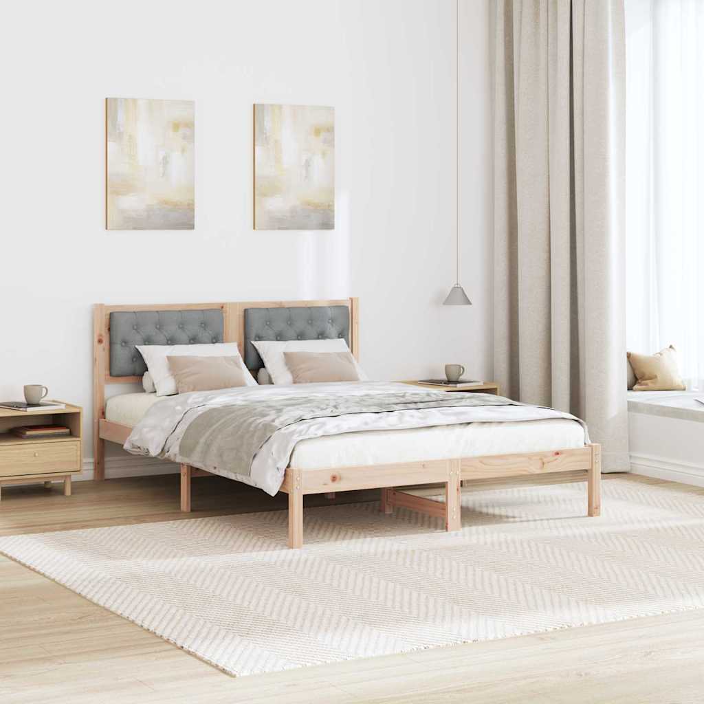 Sengestel med hovedgærde Lysegrå 140 x 200 cm Massiv fyrretræ
