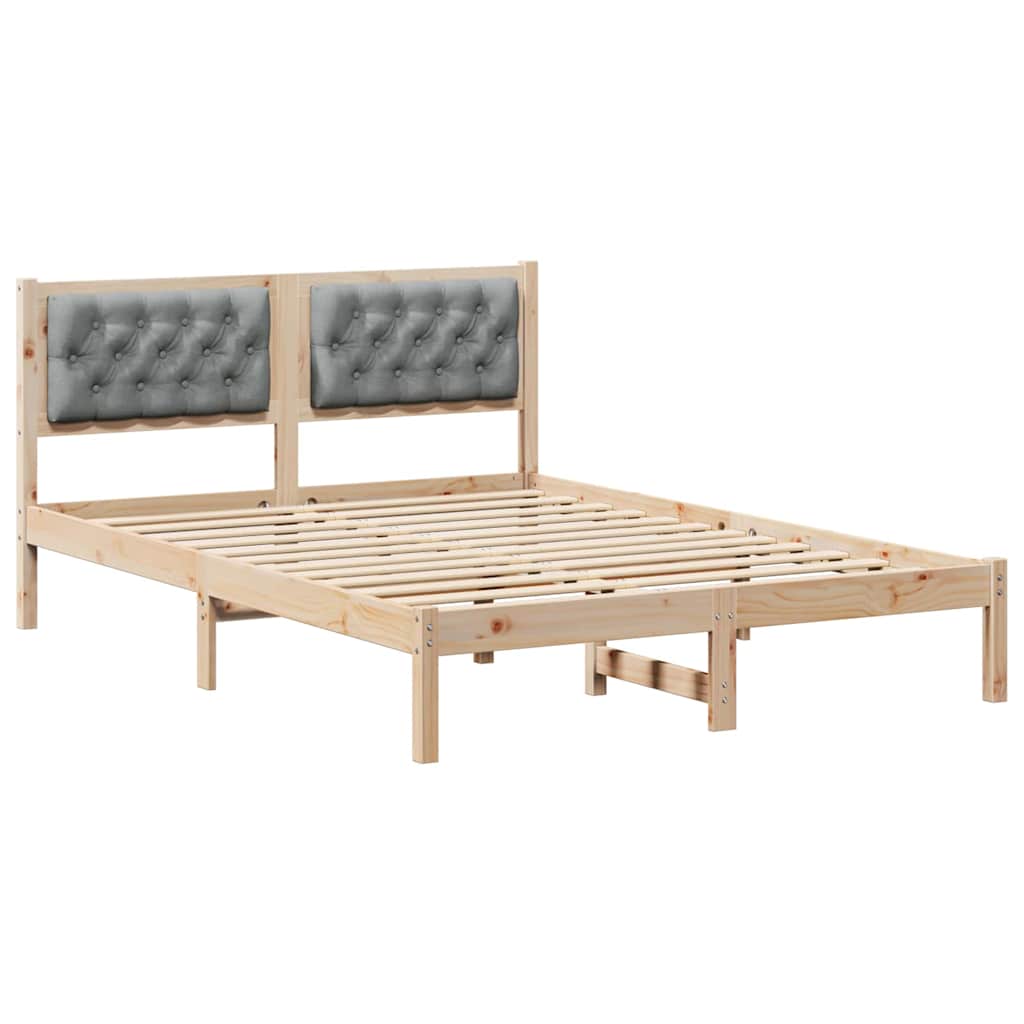 Sengestel med hovedgærde Lysegrå 140 x 200 cm Massiv fyrretræ