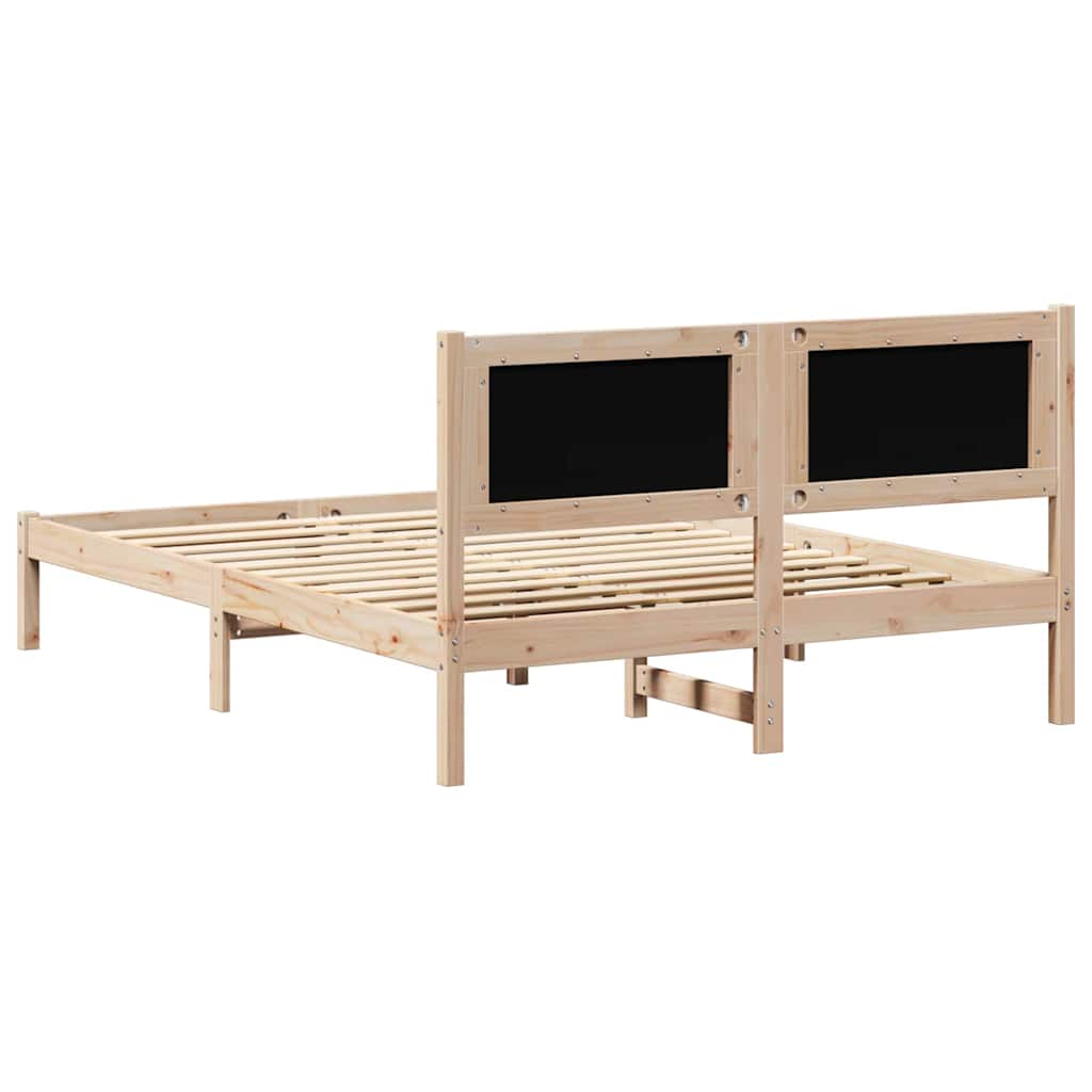Sengestel med hovedgærde Gråbrun 140 x 200 cm Massiv fyrretræ