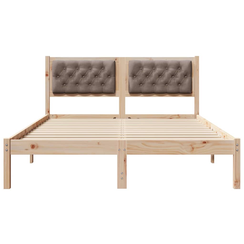 Sengestel med hovedgærde Gråbrun 140 x 200 cm Massiv fyrretræ