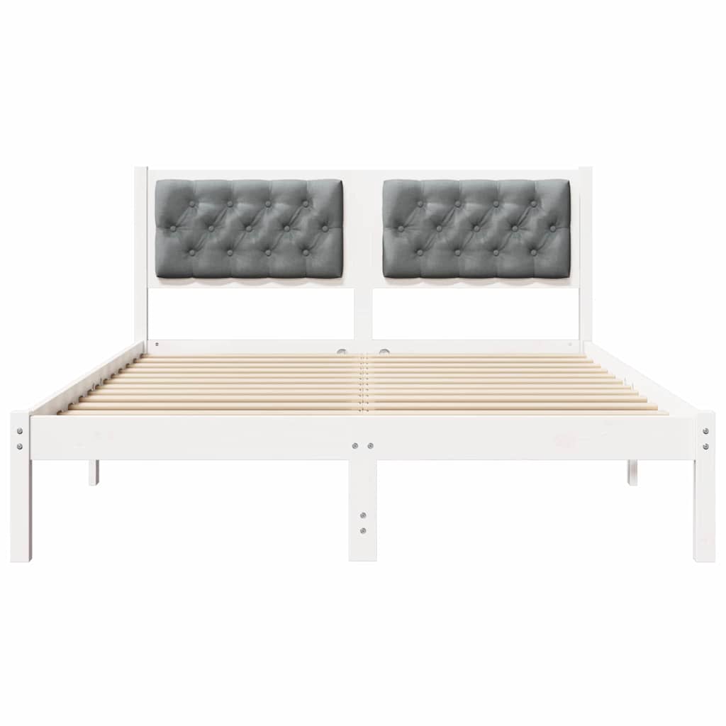 Sengestel med hovedgærde Lysegrå 140 x 200 cm Massiv fyrretræ