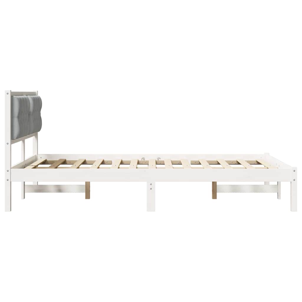 Sengestel med hovedgærde Lysegrå 140 x 200 cm Massiv fyrretræ