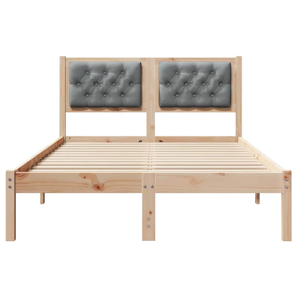 Sengestel med hovedgærde Lysegrå 120 x 200 cm Massiv fyrretræ