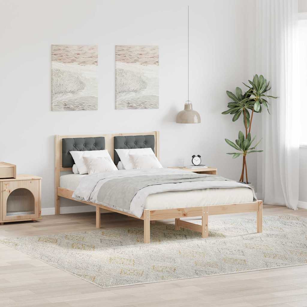 Sengestel med hovedgærde Mørkegrå 120 x 200 cm Massiv fyrretræ