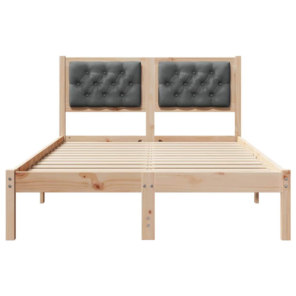 Sengestel med hovedgærde Mørkegrå 120 x 200 cm Massiv fyrretræ