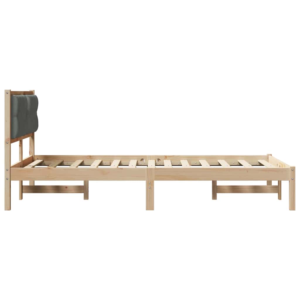 Sengestel med hovedgærde Mørkegrå 120 x 200 cm Massiv fyrretræ