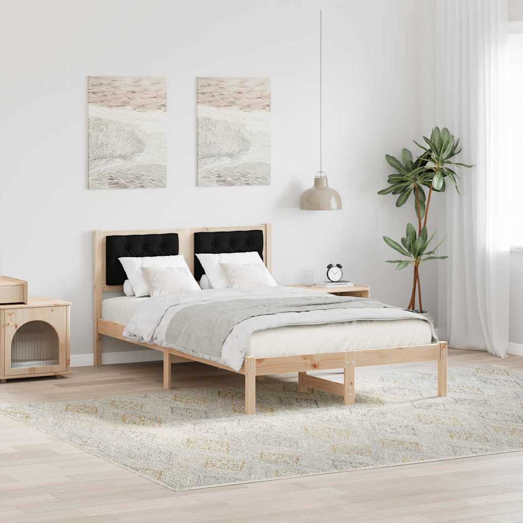 Sengestel med hovedgærde Sort 120 x 200 cm Massiv fyrretræ