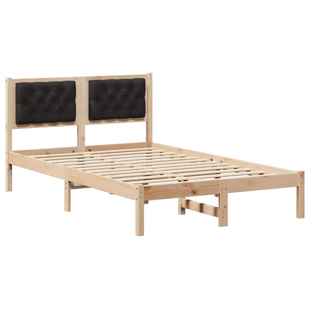 Sengestel med hovedgærde Sort 120 x 200 cm Massiv fyrretræ