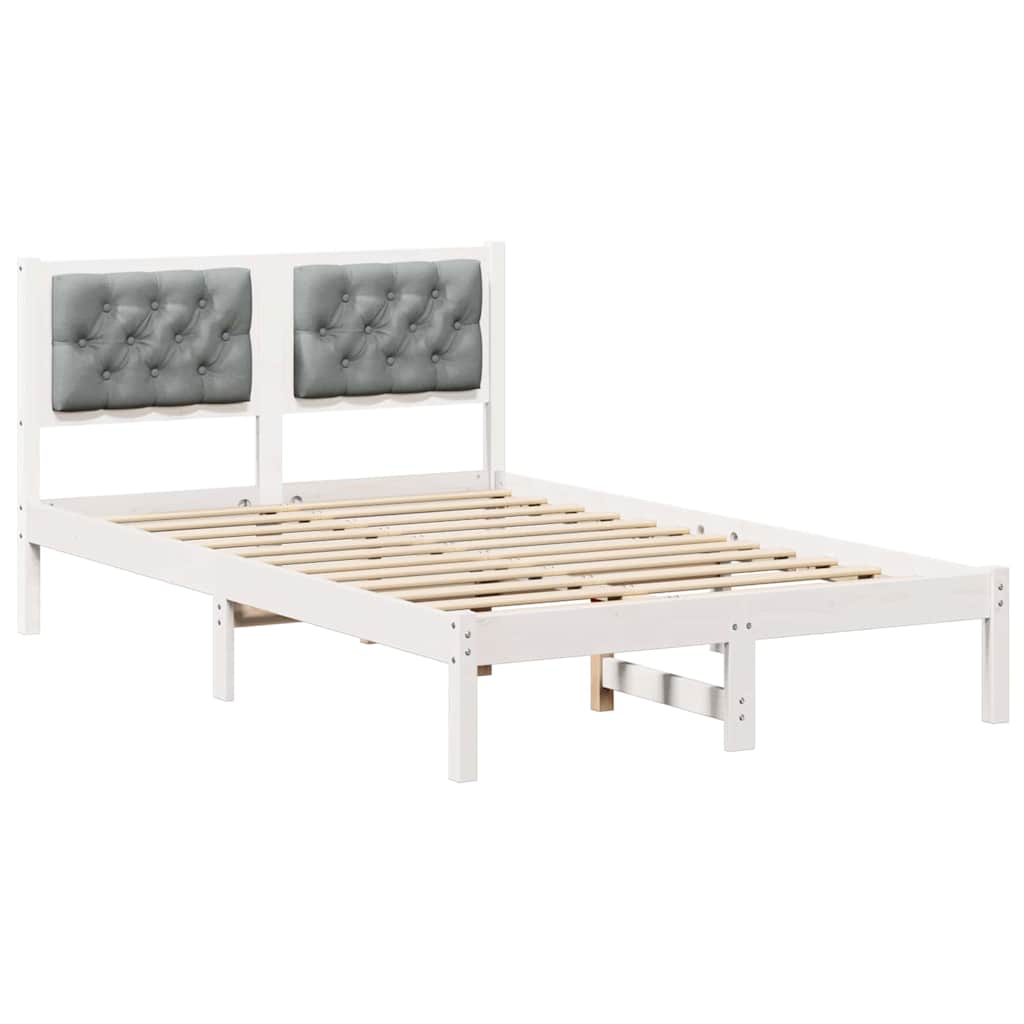 Sengestel med hovedgærde Lysegrå 120 x 200 cm Massiv fyrretræ
