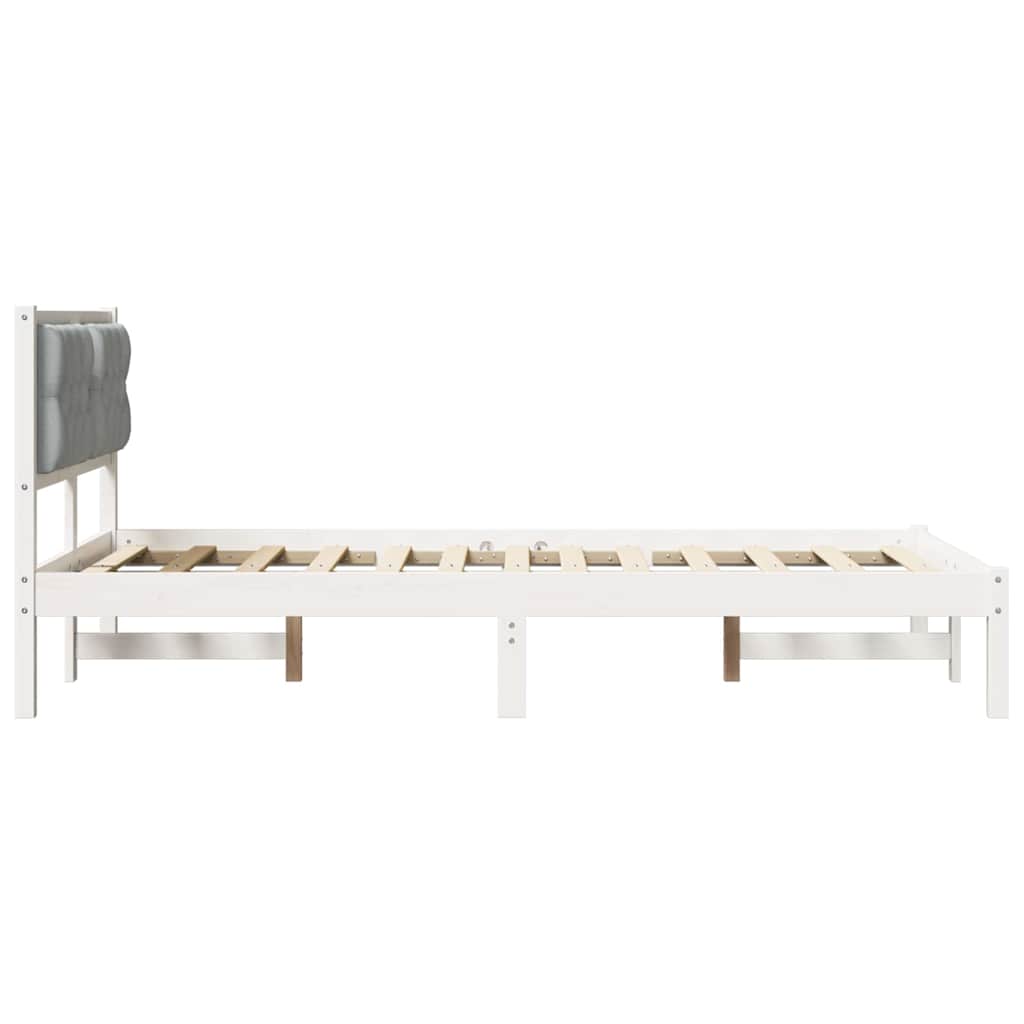 Sengestel med hovedgærde Lysegrå 120 x 200 cm Massiv fyrretræ