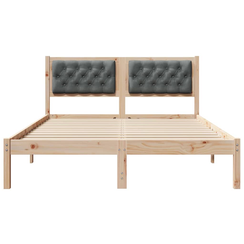Sengestel med hovedgærde Mørkegrå 140 x 190 cm Massiv fyrretræ