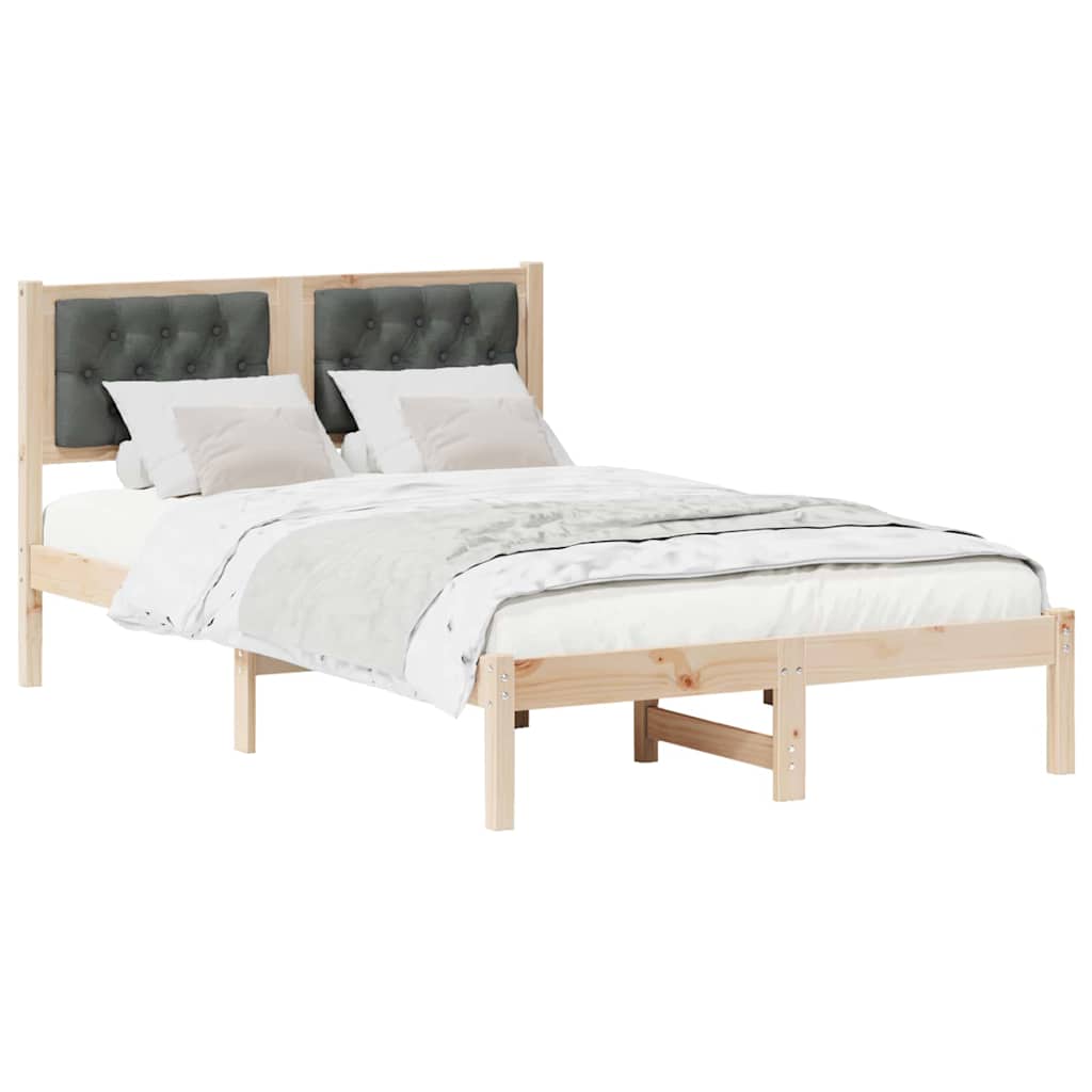 Sengestel med hovedgærde Mørkegrå 135 x 190 cm Massiv fyrretræ
