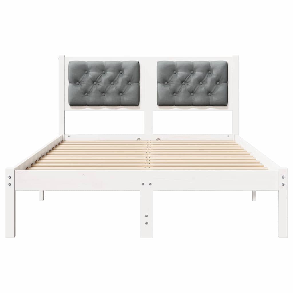 Sengestel med hovedgærde Lysegrå 135 x 190 cm Massiv fyrretræ