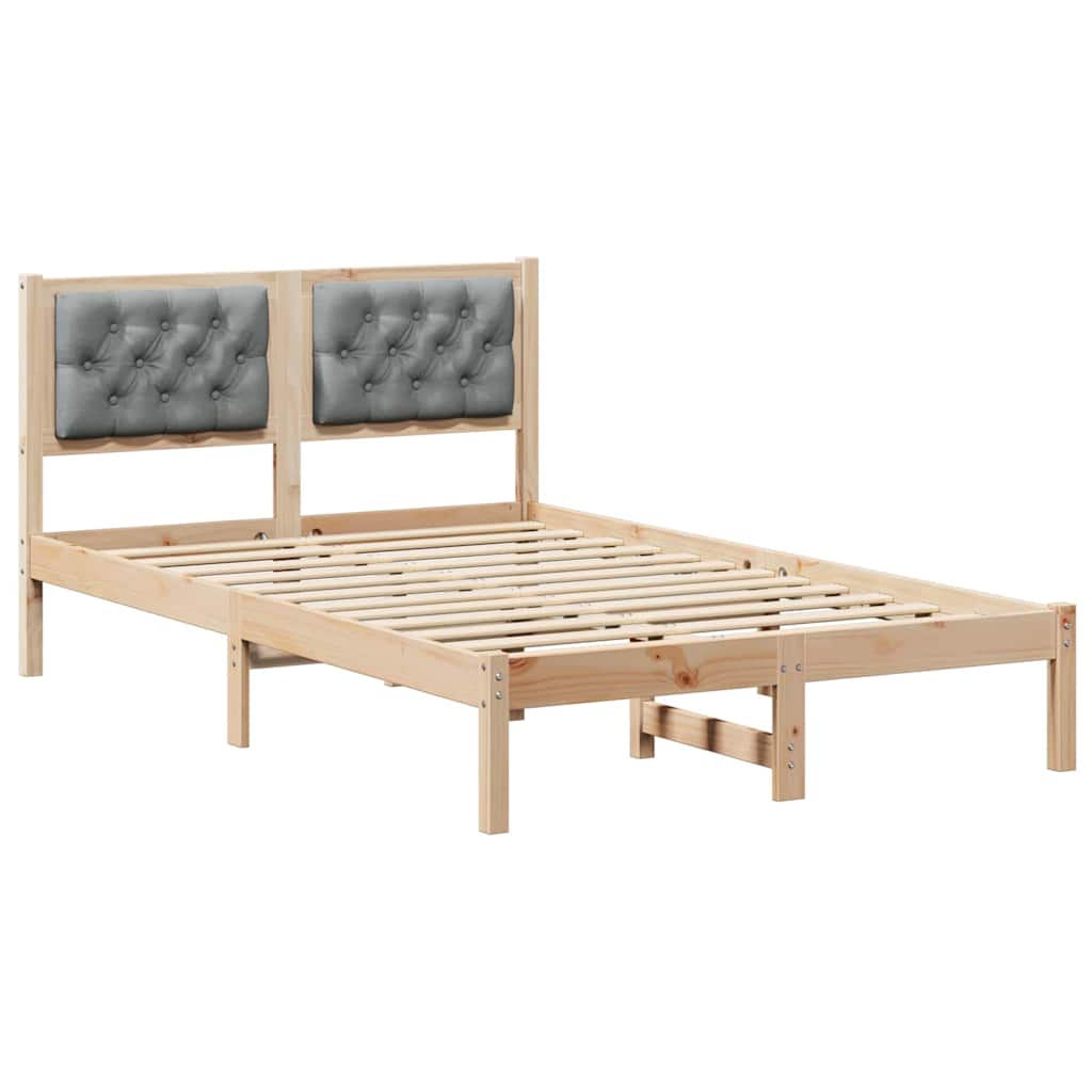 Sengestel med hovedgærde Lysegrå 120 x 190 cm Massiv fyrretræ