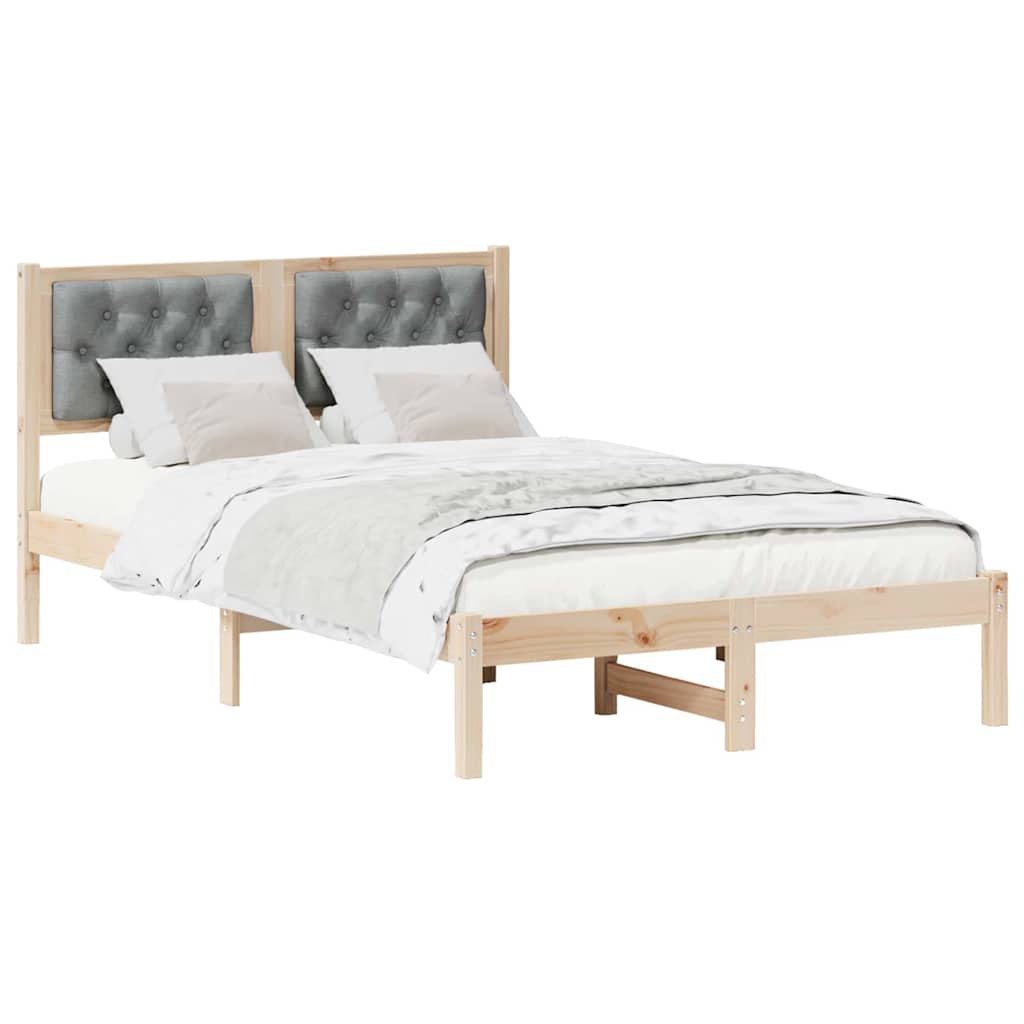 Sengestel med hovedgærde Lysegrå 120 x 190 cm Massiv fyrretræ