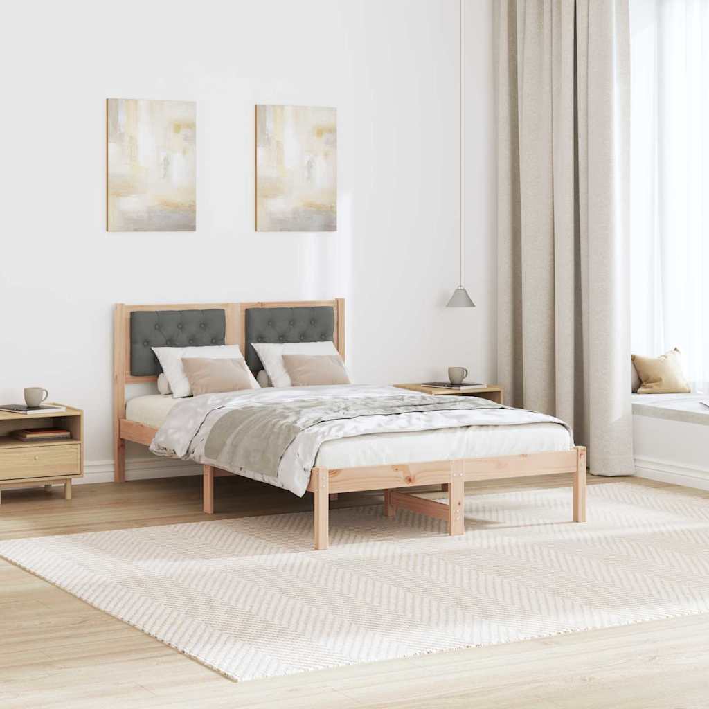 Sengestel med hovedgærde Mørkegrå 120 x 190 cm Massiv fyrretræ