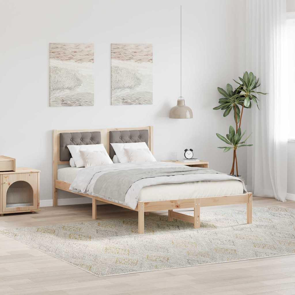 Sengestel med hovedgærde Gråbrun 120 x 190 cm Massiv fyrretræ