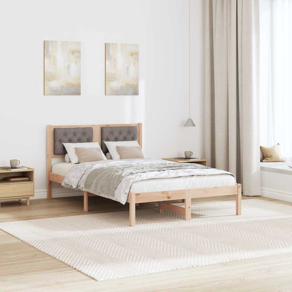 Sengestel med hovedgærde Gråbrun 120 x 190 cm Massiv fyrretræ