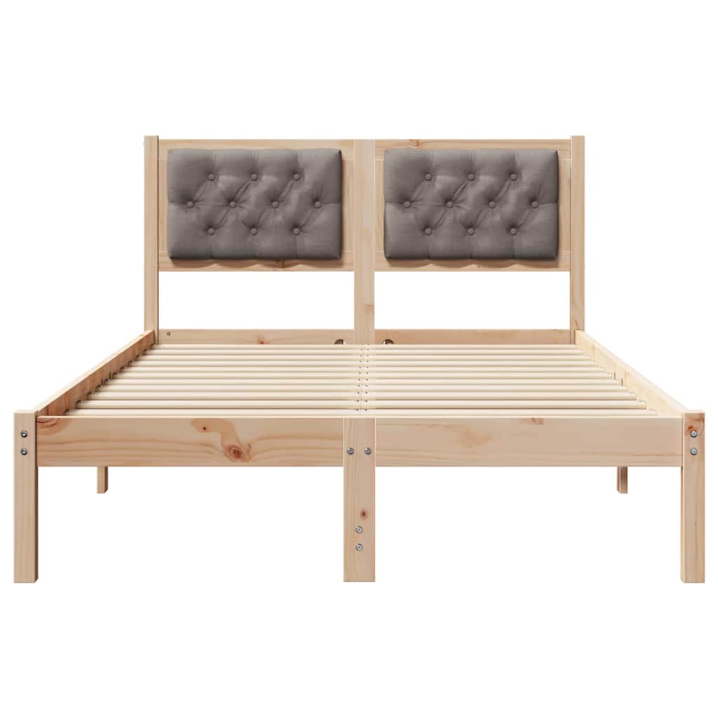 Sengestel med hovedgærde Gråbrun 120 x 190 cm Massiv fyrretræ