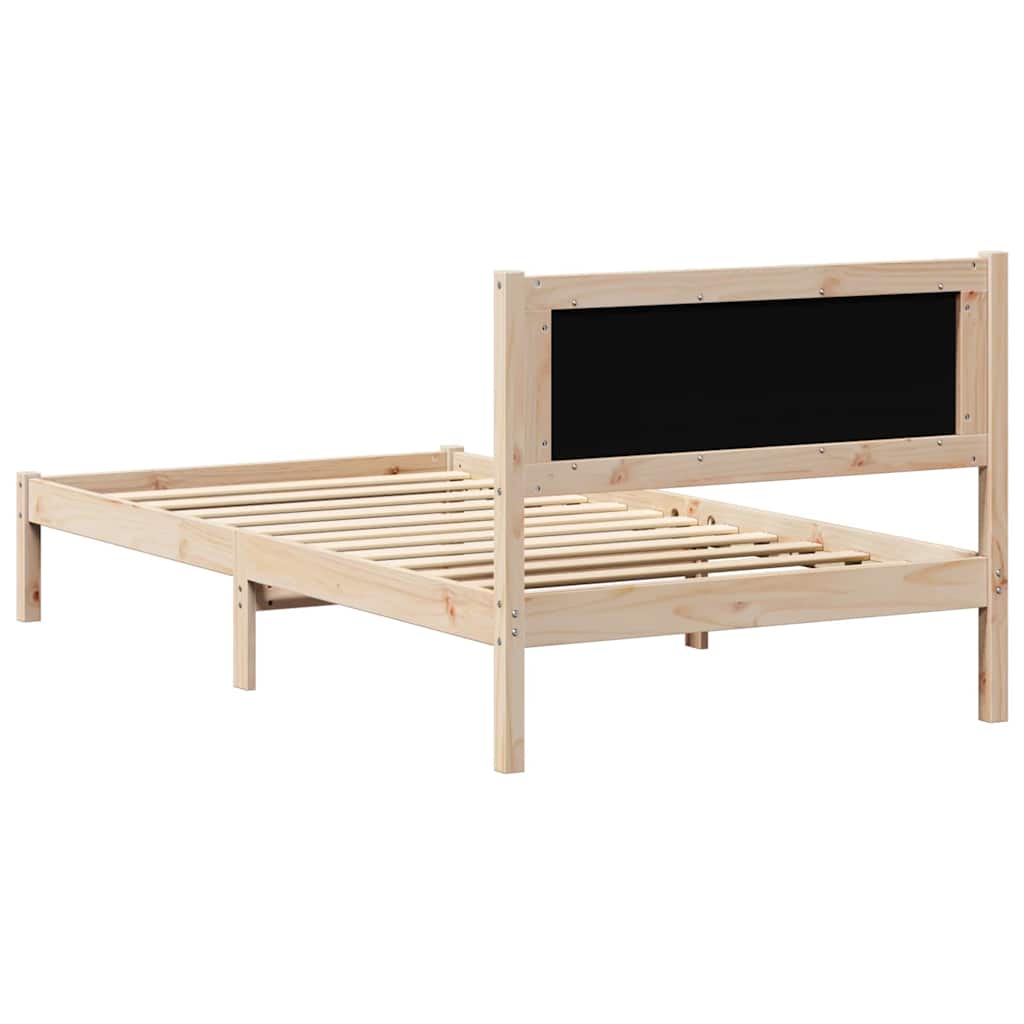 Sengestel med hovedgærde Lysegrå 100 x 200 cm Massiv fyrretræ
