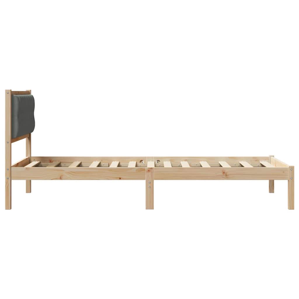 Sengestel med hovedgærde Mørkegrå 100 x 200 cm Massiv fyrretræ
