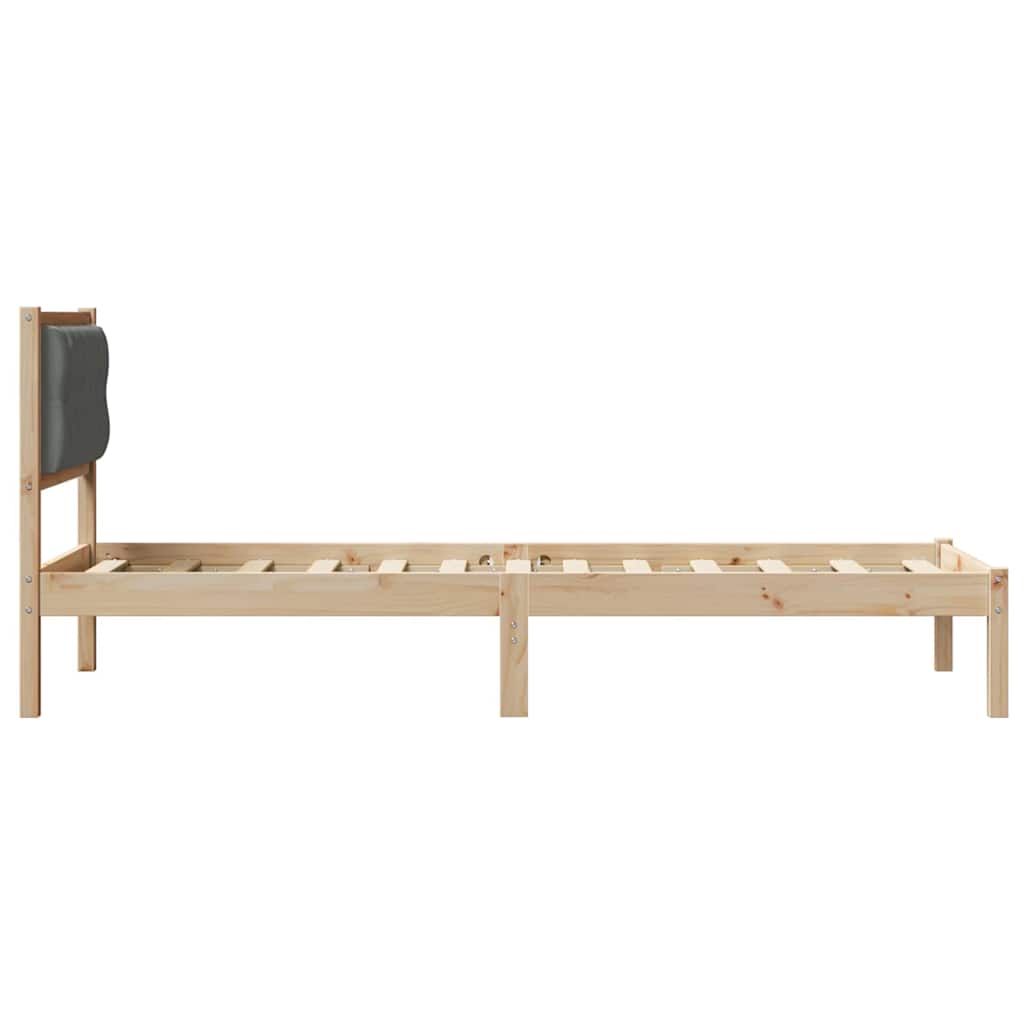 Sengestel med hovedgærde Mørkegrå 90 x 200 cm Massiv fyrretræ