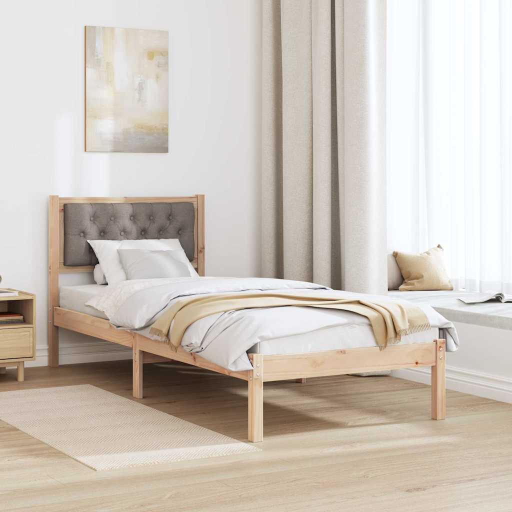 Sengestel med hovedgærde Gråbrun 90 x 200 cm Massiv fyrretræ