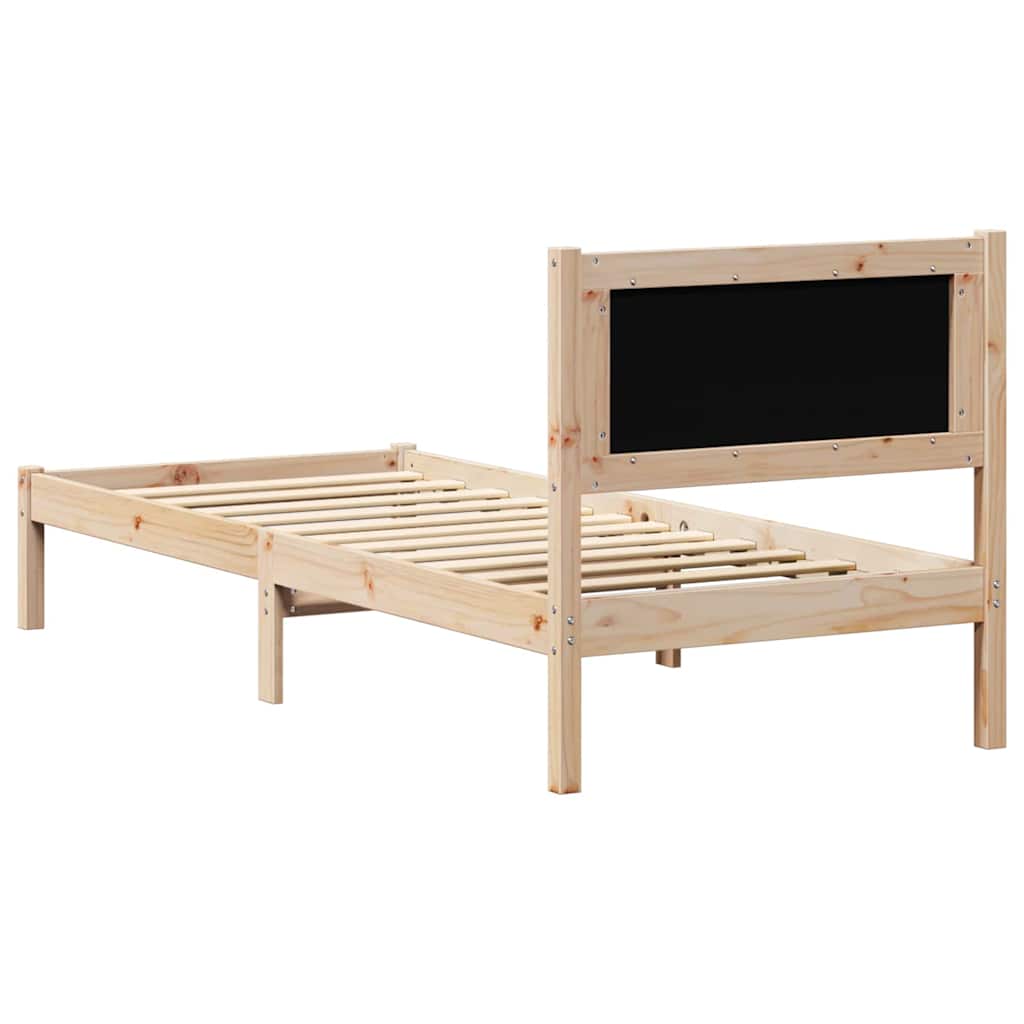 Sengestel med hovedgærde Gråbrun 90 x 200 cm Massiv fyrretræ