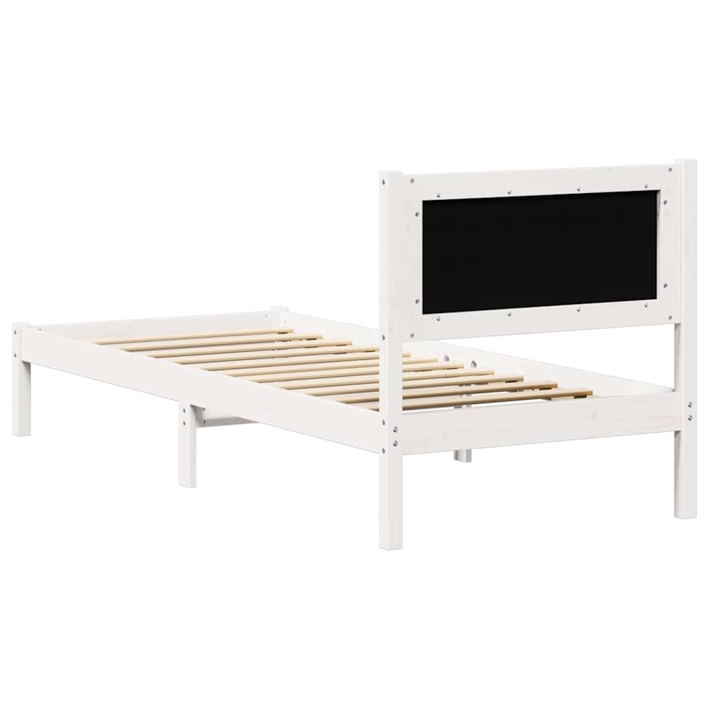 Sengestel med hovedgærde Lysegrå 90 x 200 cm Massiv fyrretræ