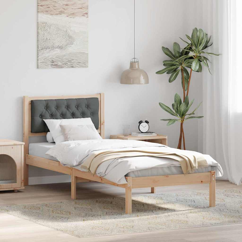 Sengestel med hovedgærde Mørkegrå 80 x 200 cm Massiv fyrretræ